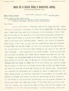 Burbidge discusses the water amount Last Chance Co. is entitled to in the Reed Tunnel; 2 pages.