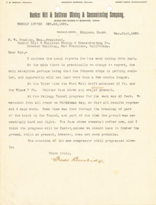 Weekly Letter:  reports recapping the weekly progress at the mine and mill.