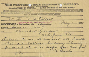 Bradley requests blueprints and maps; handwritten.