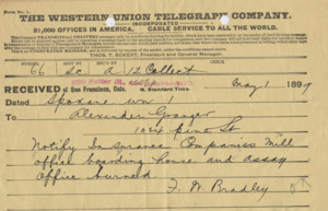 Bradley informs Granger to notify insurance companies; handwritten.