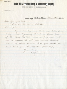 Simmons informs Granger of payroll and checks; handwritten.