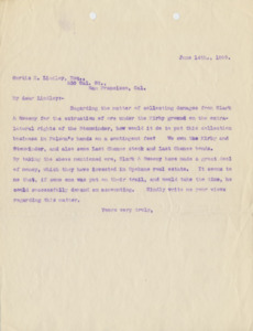 Requesting investigation of mining done by Clark & Sweeny.