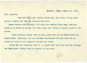 Operative reports on the employment of a few men.