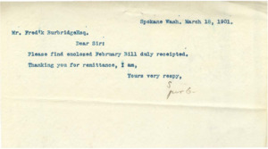 Swain informs Burbidge of the enclosed invoice.