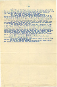 Appears to be a stray page, no date, in which operative mentions a possible scheme, union membership, a detective in town investigating a recent fight, and donations to legal cases.