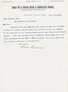 Burbidge explains enclosed checks.