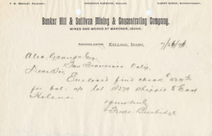 Burbidge explains enclosed check; handwritten.