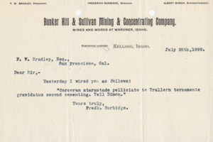 Burbidge refers to telegram MG367_85_047, written in code.