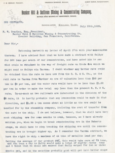 Burbidge discusses ore contracts; 2 pages.