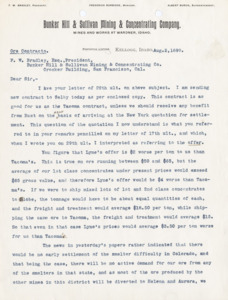 Burbidge discusses ore contracts; 2 pages.