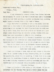 The responses to several different letters regarding 4 different issues; 2 pages.