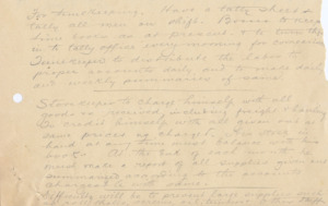 Handwritten instructions and samples of forms; 9 pages.