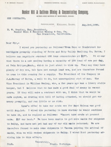 Burbidge discusses ore contracts, refers to telegram.