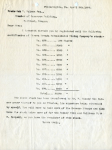 Informing of the transfer of stocks.