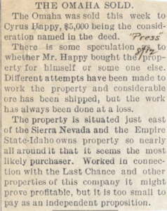 Article titled 'The Omaha Sold'; handwritten notes include "Press" and 8/12.