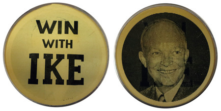 Dwight D. Eisenhower. Republican Party nominee for President of the United States. Holographic switches between image of Eisenhower's face and text.