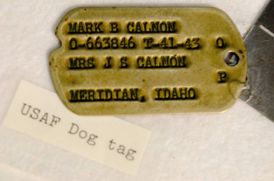 One standard issue WWII dog tag.