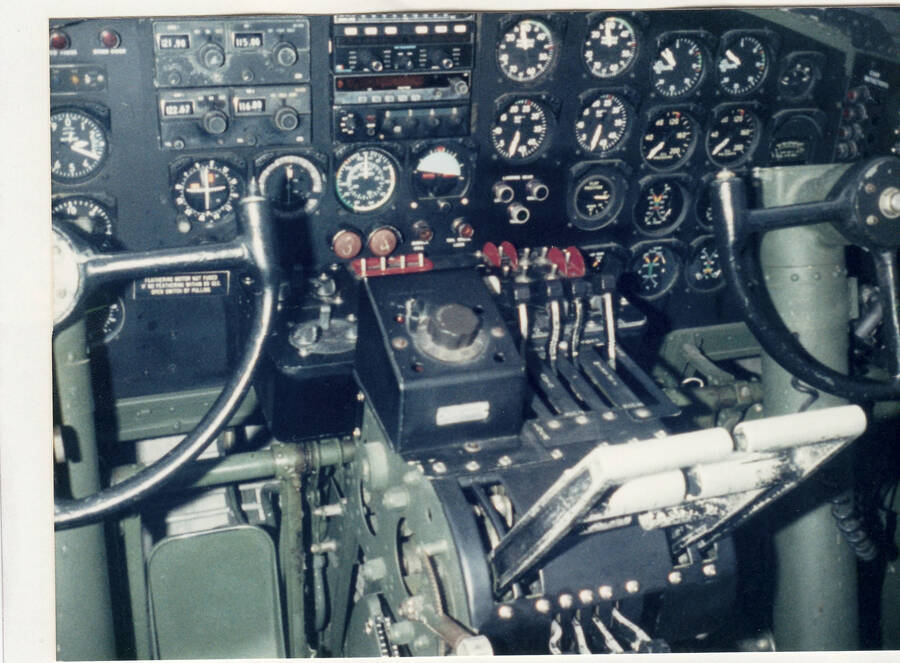 Photographs of pilots controls in exhibition B17
