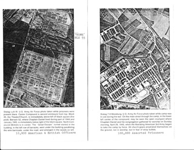 Map of Stalag Luft III with notes of being a prisoner.