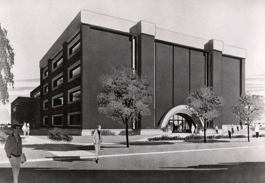 Agricultural Science Building, University of Idaho. 1974 addition. Architect's drawing. [111-12]