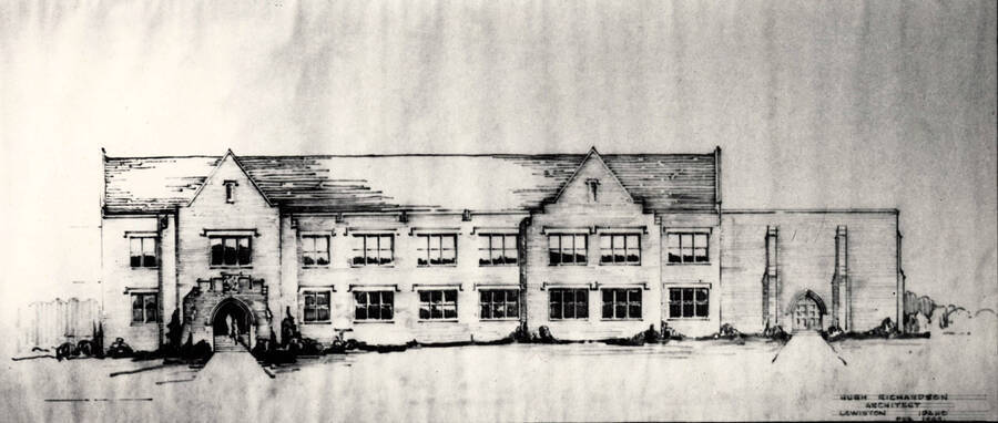 1951 illustration of the Music Building. [PG1_117-02]