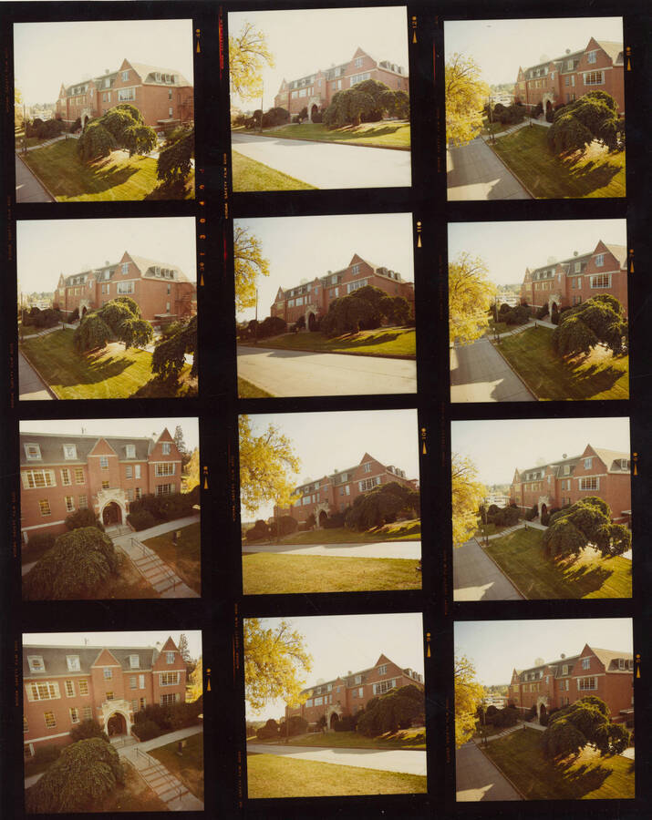 1978 photograph of the Home Economics Building. Print with 12 images on three strips. Donor: Home Economics. [PG1_123-10a]