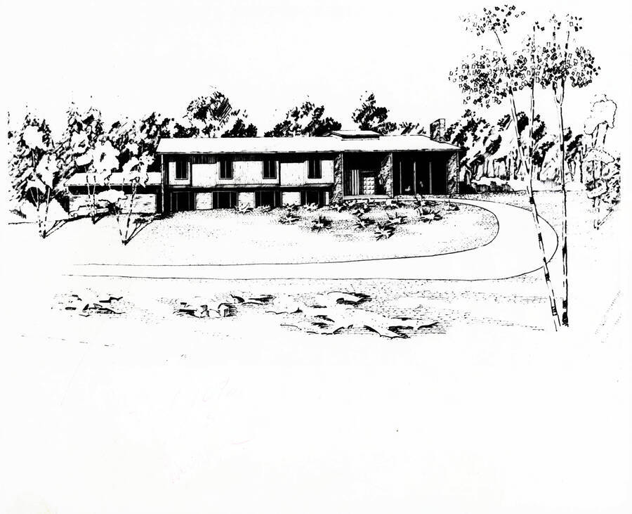 1966 illustration of President's Residence. Architect's rendering. [PG1_131-01]