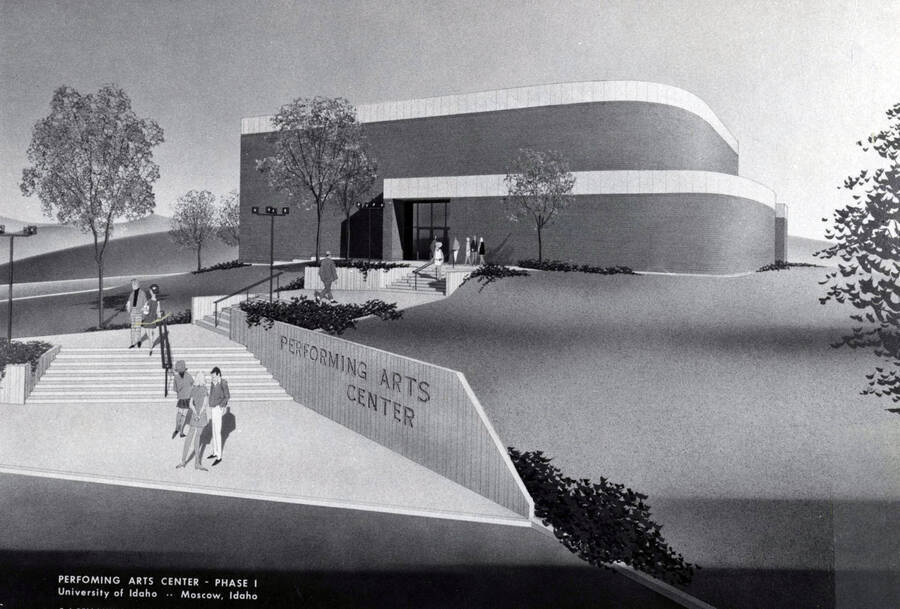 1972 illustration of the Hartung Theatre. Architect's rendering. [PG1_145-02]