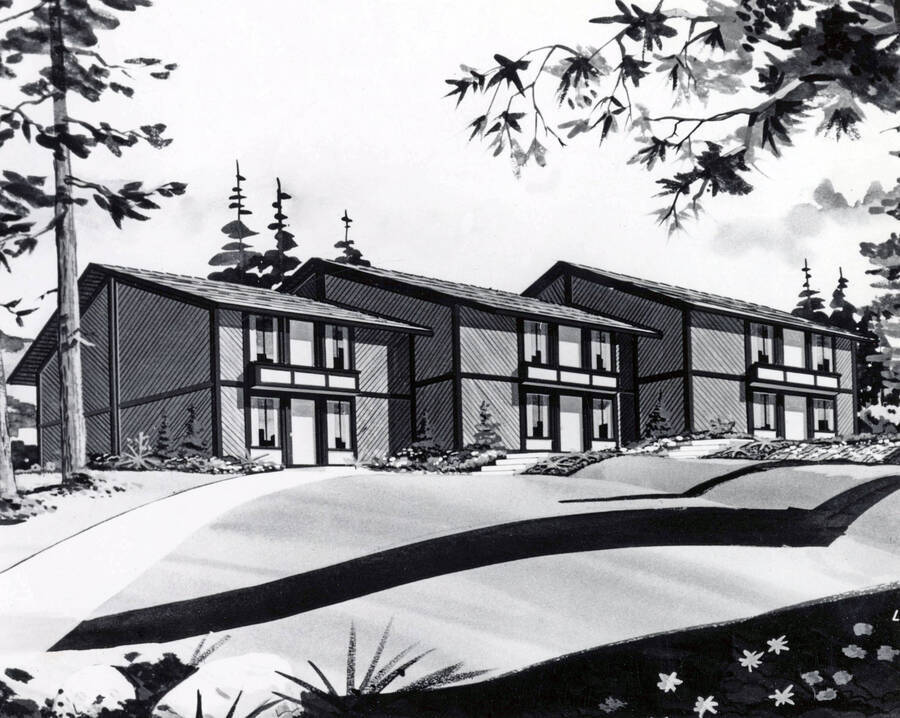 1970 illustration of the South Hill Terrace Apartments. Architect's rendering. [PG1_155-01]