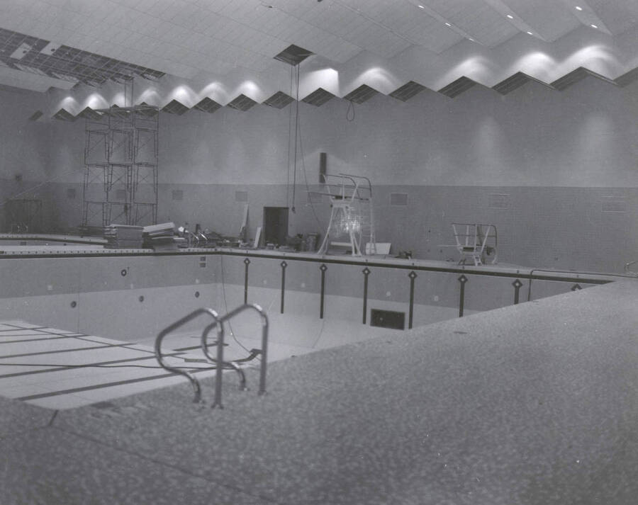 1970 photograph of the Swim Center under construction. [PG1_166-04]