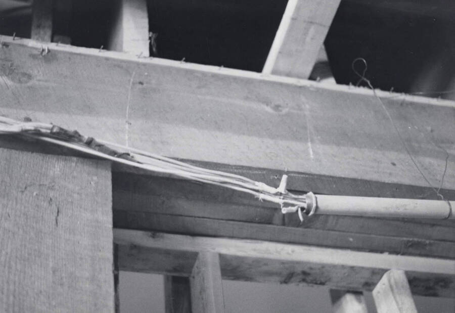 1976 photograph of Art and Architecture South. View of beam detail. Donor: Karl Roenke. [PG1_167-25]