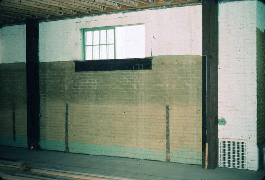 1975 photograph of Art and Architecture South during renovation. Detail of first floor interior. Donor: Karl Roenke and Robert Weaver, 1976. [PG1_167-089]