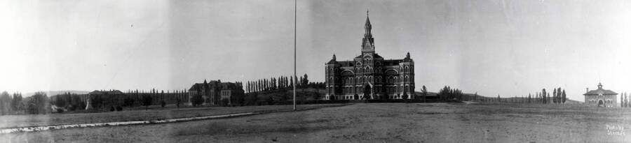 1905 panoramic photograph of University of Idaho campus. View of the four buildings that made up the University of Idaho. [PG1_002-25]