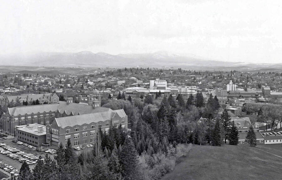 University of Idaho campuses, panoramic view from water tower across Administration Building. [2-45]