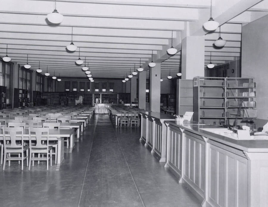 1957 photograph of the Library. View of the main reading room. [PG1_201-19]