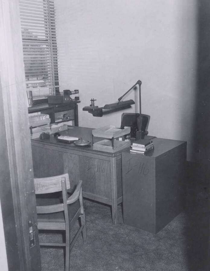 1957 photograph of the Library. Librarian's office. [PG1_201-24]