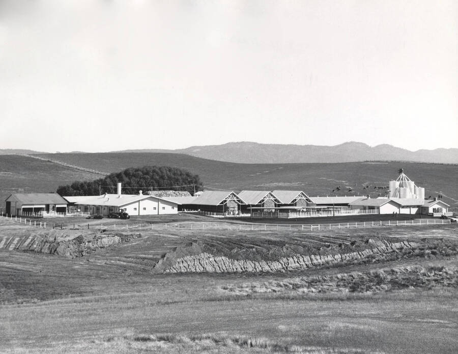 1930 panoramic photograph of the Dairy Farm and Creamery. [PG1_205-11]