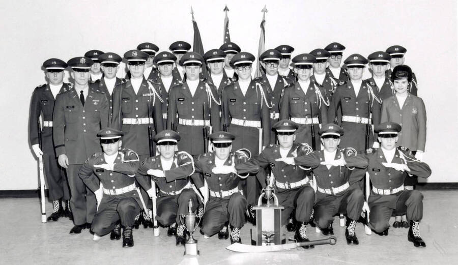 1963? photograph of Military Science Cadets. Military cadet drill team. Donor: Army ROTC. [PG1_208-103]