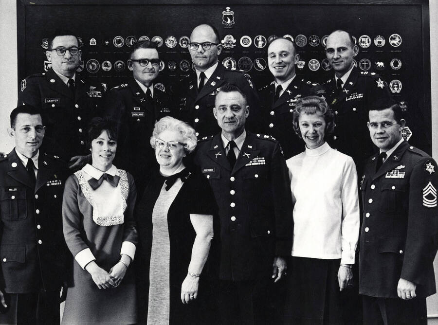 1969 photograph of Military Science Cadets. Department staff. Donor: Army ROTC. [PG1_208-114]