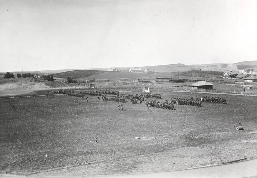 On review, MacLean Field. Military Science. University of Idaho. [208-38]