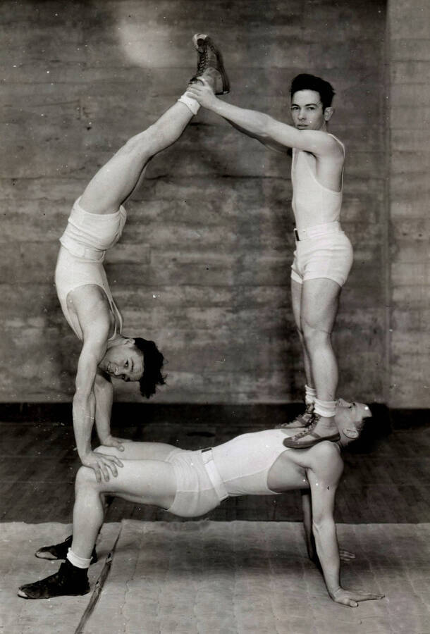 1933 photograph of Physical Education. Gymnastics 'Tumblers.' [PG1_230-02a]
