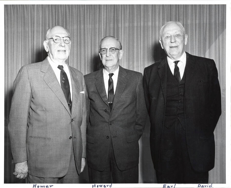 1964-01-30 photograph of 75th Anniversary. Homer, Howard, and Earl David. [PG1_246-22]