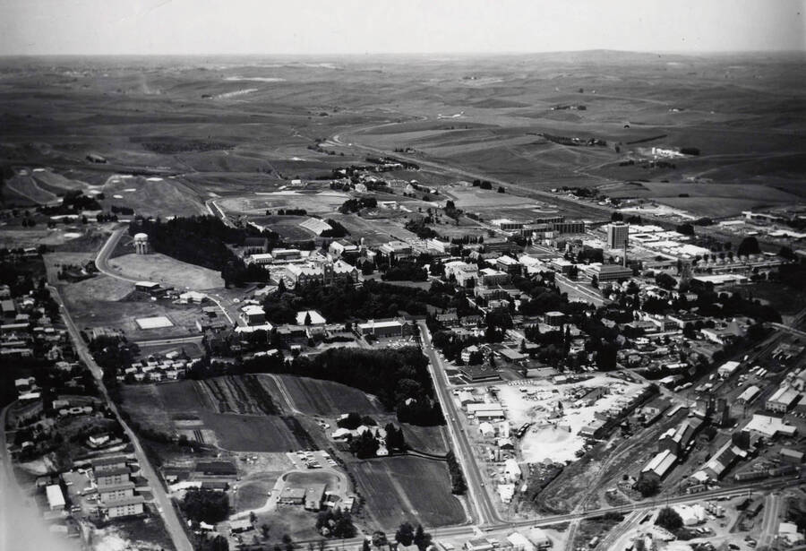Aerial view of University of Idaho campuses. [3-55]