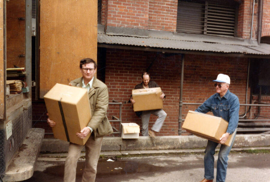 1984 photograph of Gifts. l-r: Paul Conditt, Terry Gray, Ralph Nielsen. Donor: Stanley A. Shepard. [PG1_400-54a]