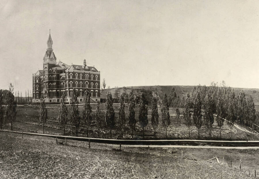 1902 photograph of Administration Building. View of the old Administration and lawn. [PG1_51-20a]
