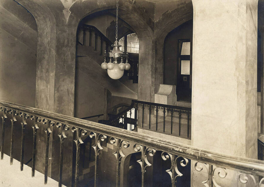 1910 photograph of Administration Building. View of the entrance hall. [PG1_52-011]