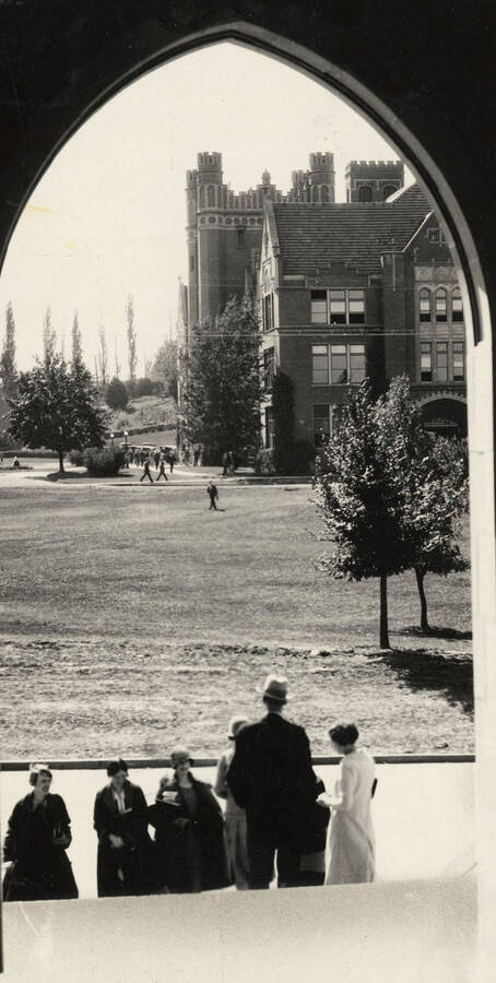 1931 photograph of Administration Building. View from the Science entryway. [PG1_52-040]