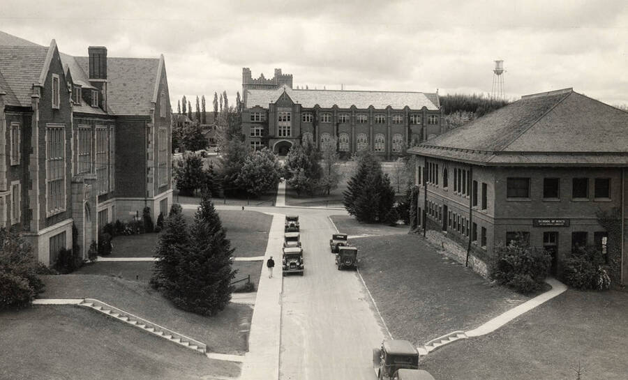 Administration Building, University of Idaho from road between Science and Mines. [52-60]