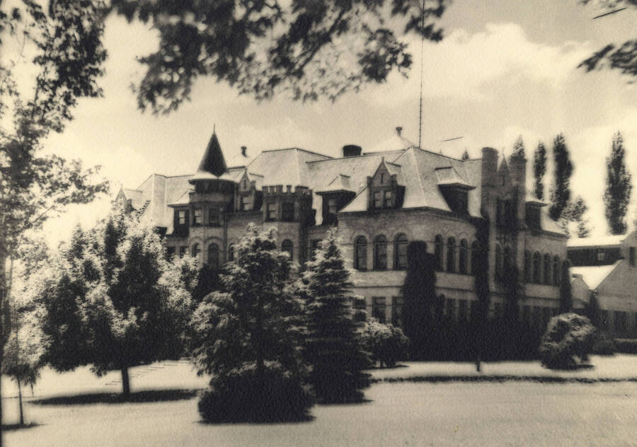 1938 photograph of Engineering Building. View from the Administration lawn. [PG1_56-13]