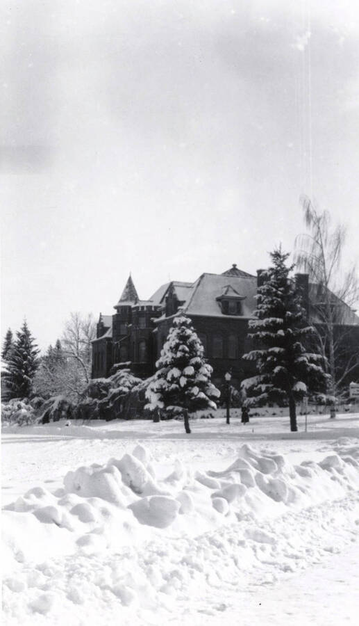 1948 photograph of Engineering Building. View of a winter scene. [PG1_56-14]